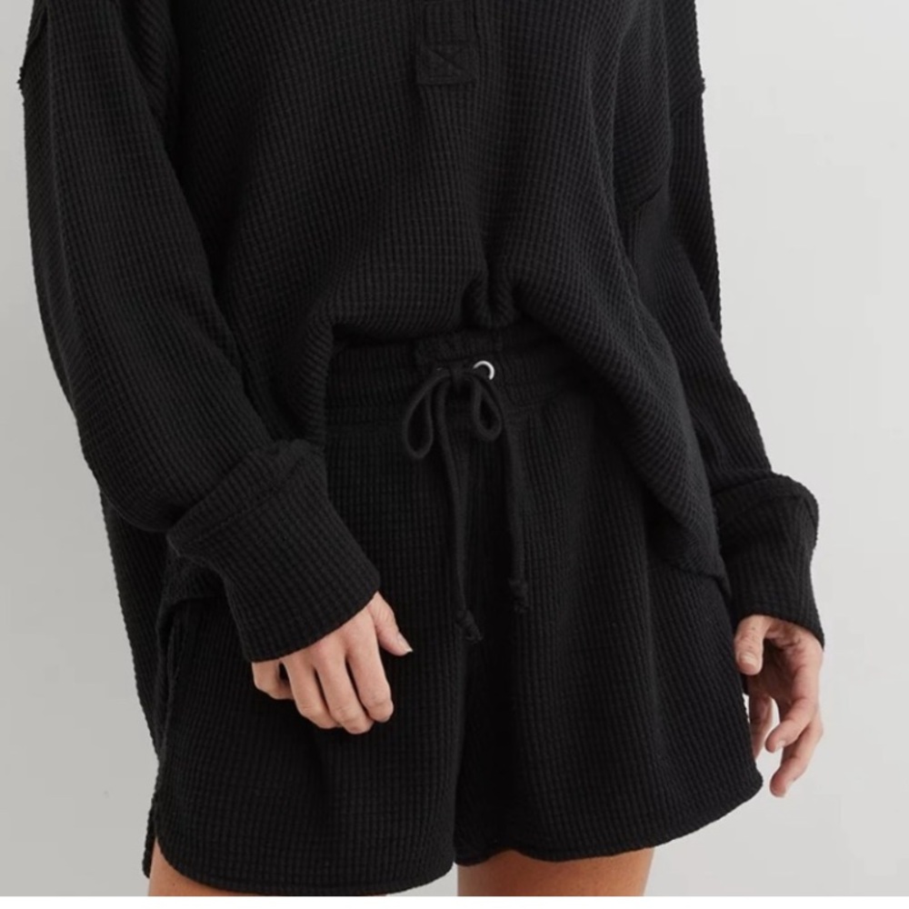 Aerie High Waisted LumberJane Waffle Short Black size Small